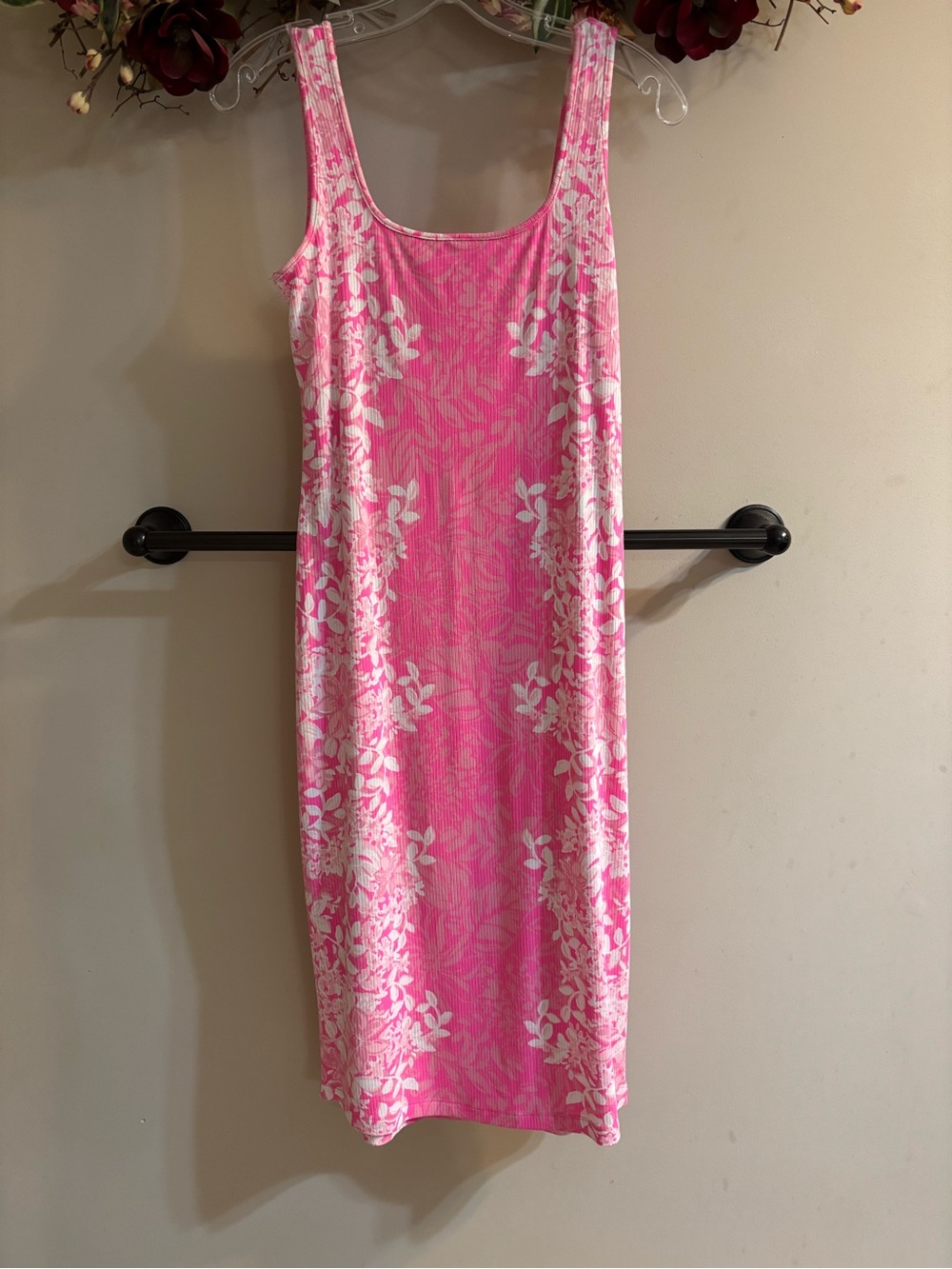 Pink Floral Sleeveless Tank Dress